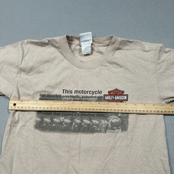 Harley Davidson Shirt Mens Small Beige Graphic Double Sided Fraziers‎ Buford GA - Picture 5 of 9